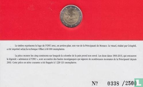 Monaco 2 Euro 2013 (Stamp & Folder) "20th anniversary Admission to the United Nations" - Bild 3