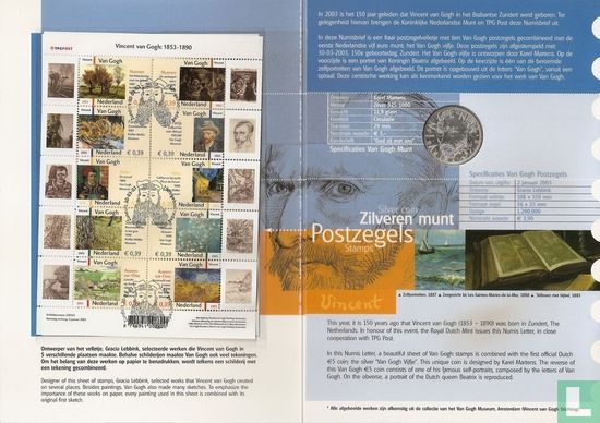 Niederlande 5 Euro 2003 (Stamps & Folder) "150th anniversary Birth of Vincent van Gogh" - Bild 2