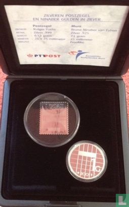 Niederlande 1 Gulden 2001 (PROOFLIKE - Box mit Briefmarke) - Bild 2