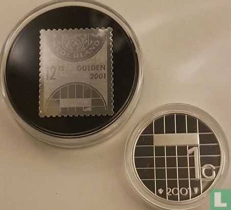 Niederlande 1 Gulden 2001 (PROOFLIKE - Box mit Briefmarke) - Bild 3