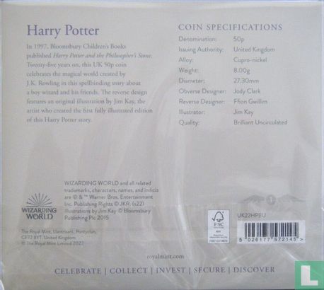 Vereinigtes Königreich 50 Pence 2022 (Folder - ungefärbte) "25 years of magic - Harry Potter" - Bild 2