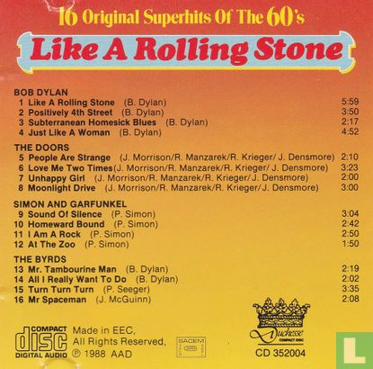 Like A Rolling Stone - 16 Original Superhits Of The 60's - Image 2