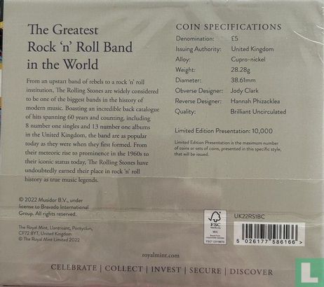 Verenigd Koninkrijk 5 pounds 2022 (folder - gekleurd) "60th anniversary of The Rolling Stones" - Afbeelding 2