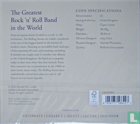 Verenigd Koninkrijk 5 pounds 2022 (folder - kleurloos) "60th anniversary of The Rolling Stones" - Afbeelding 2