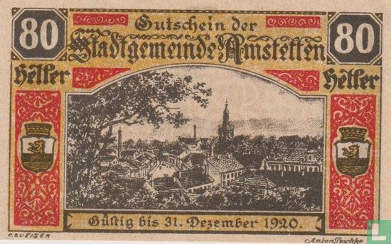 Amstetten 80 Heller 1920 - Afbeelding 1