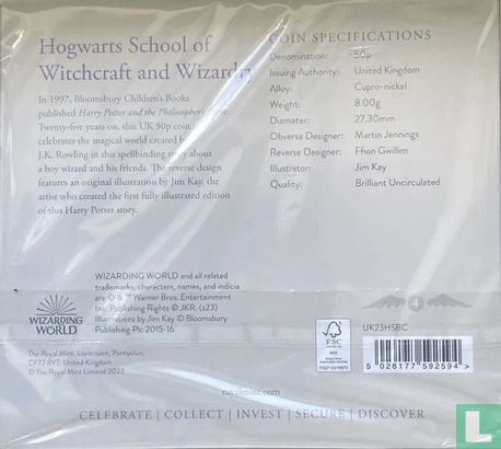 Verenigd Koninkrijk 50 pence 2023 (folder - gekleurd) "25 years of magic - Hogwarts" - Afbeelding 2