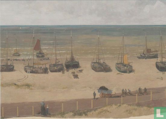 Bomschuiten op het strand: Panorama van Scheveningen (detail), 1881 - Afbeelding 1