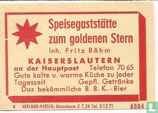 Speisegaststëtte zum goldenen Stern - Fritz Böhm