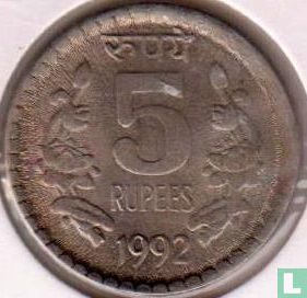 Inde 5 roupies 1992 (Calcutta - security edge) - Image 1