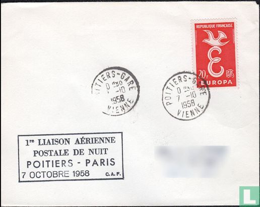 1st air postal link Paris - Poitiers
