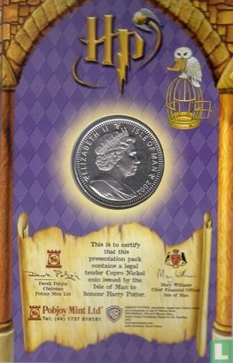 Île de Man 1 crown 2002 (folder) "Harry Potter - Retrieving Gryffindor sword from sorting hat" - Image 2