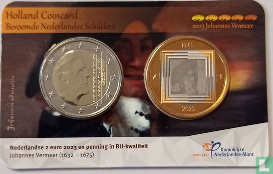 Nederland 2 euro 2023 (coincard - met bicolor medaille) "Johannes Vermeer" - Afbeelding 1