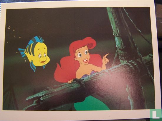 Flounder the fish and Ariel discover a sunken ship