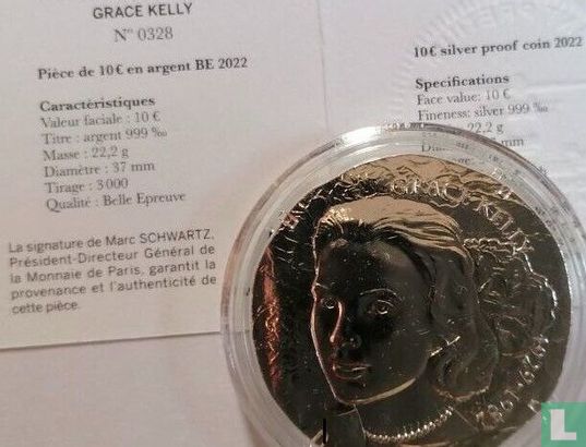 France 10 euro 2022 (PROOF) "40th anniversary Death of Grace Kelly" - Image 3