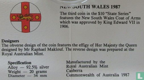 Australië 10 dollars 1987 (PROOF) "New South Wales" - Afbeelding 3