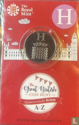 Verenigd Koninkrijk 10 pence 2018 (coincard) "H - Houses of Parliament" - Afbeelding 1