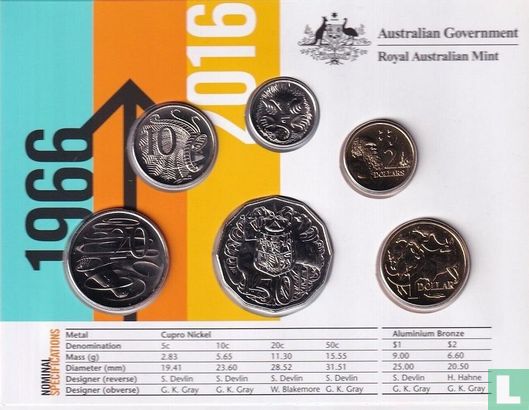 Australië jaarset 2016 "50th anniversary of decimal currency" - Afbeelding 3