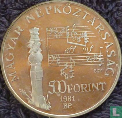 Hongarije 500 forint 1981 "100th anniversary Birth of Béla Bartók" - Afbeelding 1