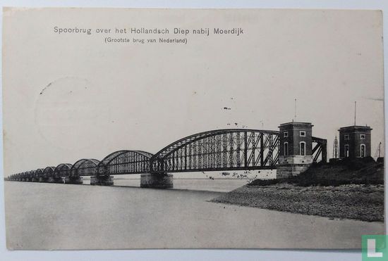 Spoorbrug over het Hollandsch Diep nabij Moerdijk.(Grootste brug van Nederland) - Afbeelding 1