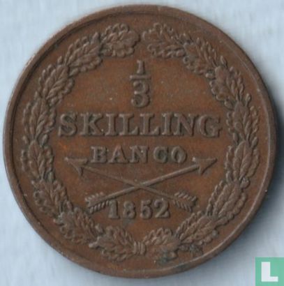 Zweden 1/3 skilling banco 1852 - Afbeelding 1