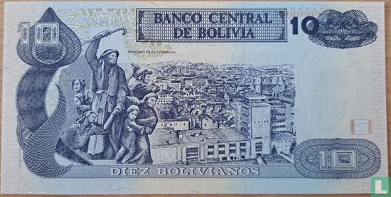 Bolivia 10 Bolivianos (Morales & Valencia Series F) - Image 2