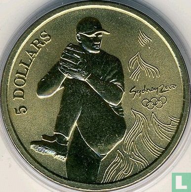 Australië 5 dollars 2000 "Summer Olympics in Sydney - Baseball" - Afbeelding 2