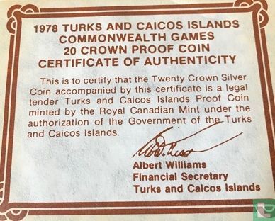 Turks- en Caicoseilanden 20 crowns 1978 (PROOF) "XI Commonwealth Games in Edmonton" - Afbeelding 3