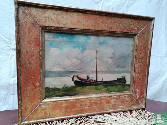 Peinture de Félicien Rops -Barque à la mer du Nord - Image 1