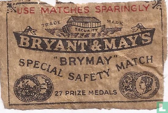 Use matches sparingly - Bryant & May's - Brymay - 27 Price medals