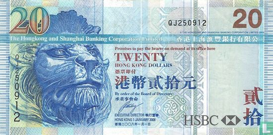 Hong Kong 20 Dollars - Afbeelding 1