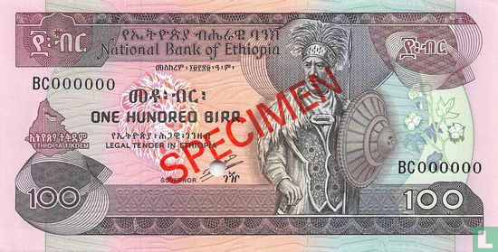 Ethiopia 100 Birr  (Specimen)  - Afbeelding 1