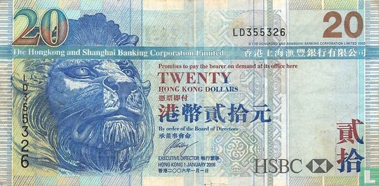 Hong Kong 20 Dollars  - Afbeelding 1