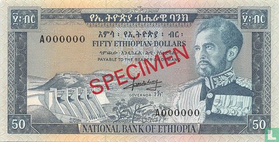 Ethiopia 50 Dollars 1966 Specimen 28s - Afbeelding 1