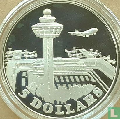 Singapore 5 dollars 1981 (PROOF) "Opening of Changi Airport" - Afbeelding 2