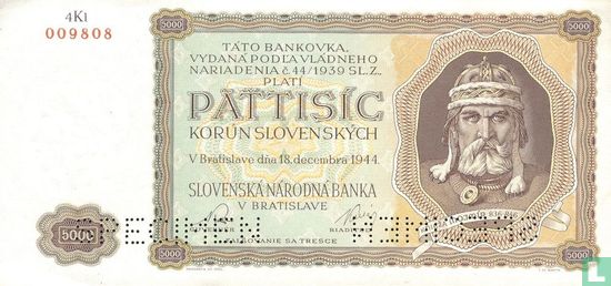 Slovaquie 5000 Korun (SPECIMEN) - Image 1