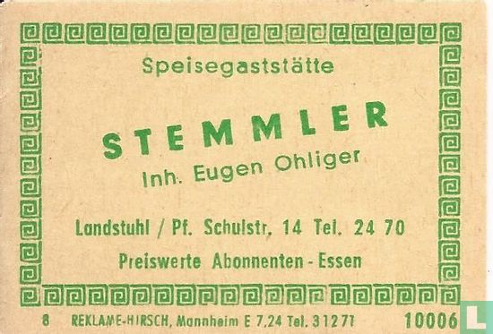 Speisegaststätte Stemmler -Eugen Ohliger