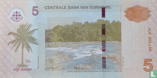 Suriname 5 Dollar  - Afbeelding 2