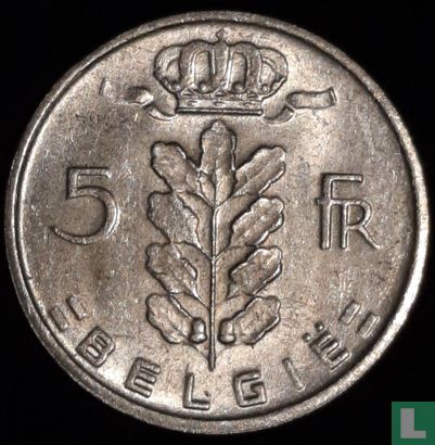 Belgium 5 francs 1967 (NLD - misstrike) - Image 2