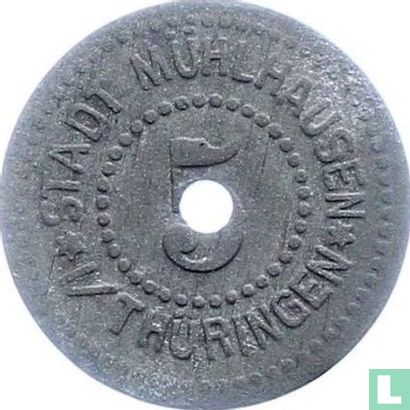 Mühlhausen in Thüringen 5 pfennig 1917 (zink - type 2) - Afbeelding 2