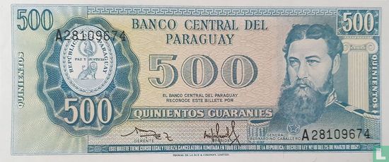 Paraguay 500 Guaranies (Oscar Rodríguez & Crispiniano Sandoval) - Afbeelding 1