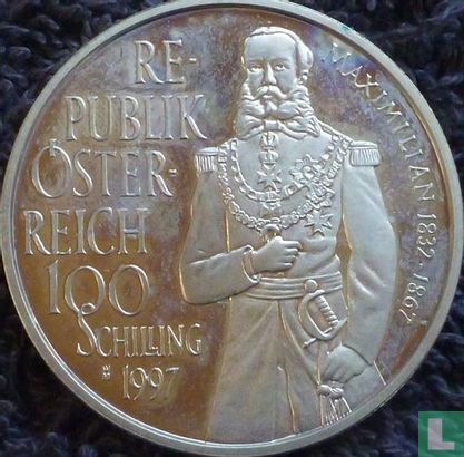 Oostenrijk 100 schilling 1997 (PROOF) "130th anniversary Death of Emperor Maximilian" - Afbeelding 1