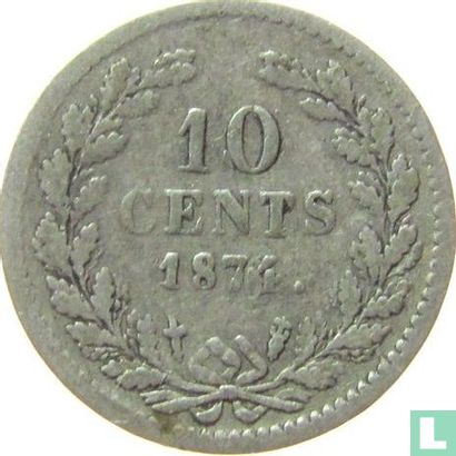 Pays-Bas 10 cents 1874 (sabre avec pointe en forme de trèfle) - Image 1