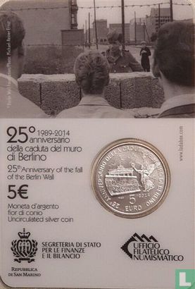 San Marino 5 euro 2014 (folder) "25th anniversary fall of the Berlin Wall" - Image 3