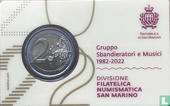 San Marino 2 euro 2022 (coincard) "40 years Flag-wavers and musicians" - Afbeelding 2