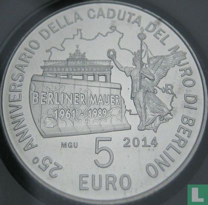 San Marino 5 euro 2014 "25th anniversary fall of the Berlin Wall" - Image 1