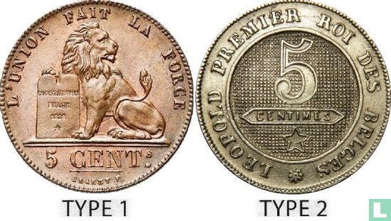 België 5 centimes 1861 (type 2) - Afbeelding 3