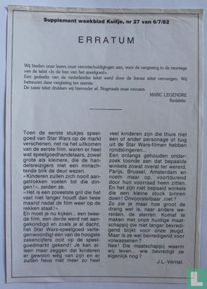Supplement weekblad Kuifje nr 27 van 6/7/82 Erratum - Afbeelding 1
