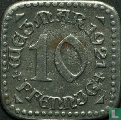 Weimar 10 pfennig 1921 - Afbeelding 1