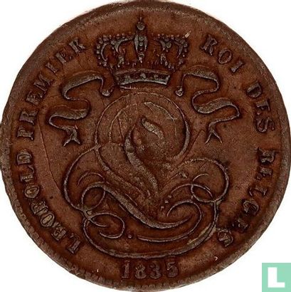 België 1 centime 1835 (smalle listel) - Afbeelding 1