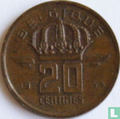 België 20 centimes 1953 - Afbeelding 1
